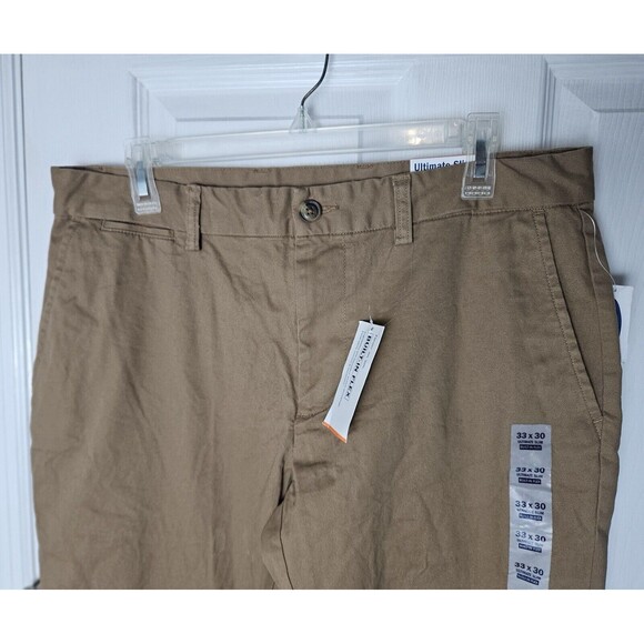 NWT Old Navy Ultimate Slim Chino Pants Men's 33x30 Brown Built-in Flex Stretch - Picture 7 of 7